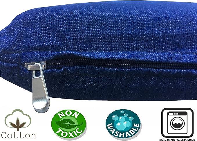Dogbed4less 2 Pack Gel Cooling Memory Foam Dog Bed for Small to Medium Pet with Waterproof Internal Cover, Denim Blue 34X27X3 Inches