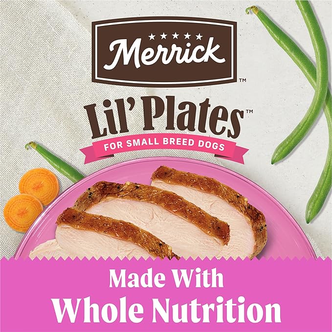 Merrick Lil’ Plates Petite Pates Premium Grain Free Wet Dog Food, Natural Soft Small Dog Food, Turkey Dinner - (Pack of 24) 3 oz. Cans