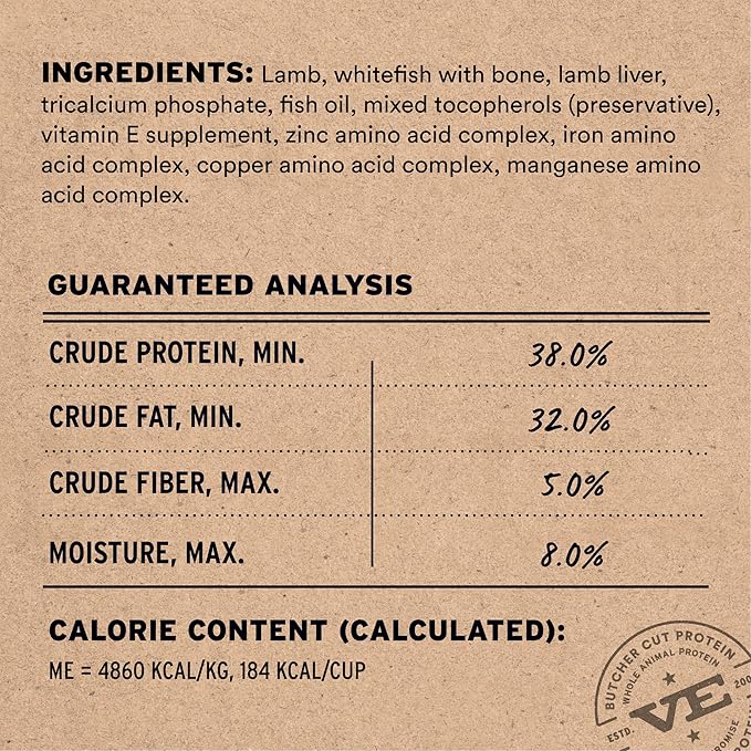 Vital Essentials Freeze Dried Dog Food, Raw Lamb & Whitefish Soft Nibs | Complete Meal or Topper | 99% Lamb, Whitefish, Organs & Bone | High Protein, Grain Free Dry Dog Food | 3 lb Bag