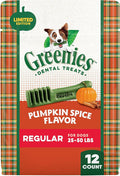 Greenies Veterinarian-Recommended, Limited-Edition Natural Dental Dog Treats Regular Size, Pumpkin Spice Flavor, 12 oz. Pack, 12 Count