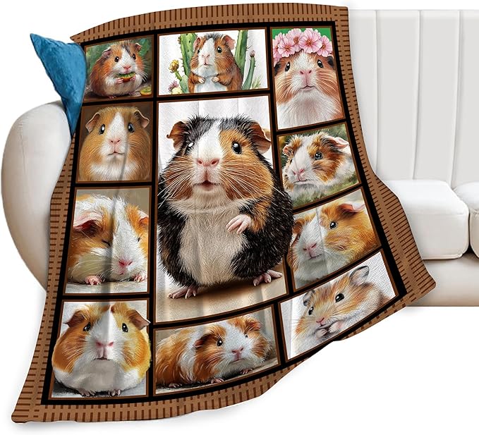 Guinea Pig Blankets, Guinea Pig Throw Blankets, Gifts for Women Men Boys Girls Lover Adult Cozy Fleece Flannel Bedding Stuff Animal Plush for Couch Sofa Bed 80"X60"