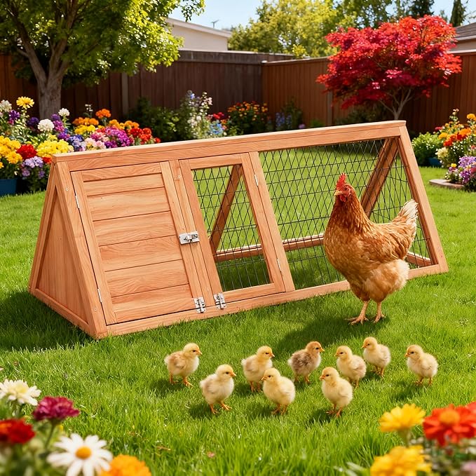 Small Chicken Coop, Chicken Run,Small Wooden Duck Coop Outdoor Quail Cage Rabbit Pet Hutch House Small Animals (Ntural Wood)