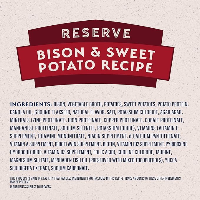 Natural Balance Limited Ingredient Adult Grain-Free Wet Canned Dog Food, Reserve Bison & Sweet Potato Recipe, 13 Ounce (Pack of 12)