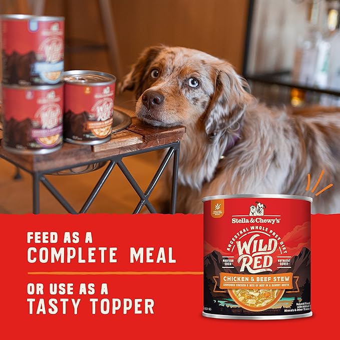 Stella & Chewy's Wild Red Wet Dog Food Variety Pack Stews High Protein Recipes, 10 Ounce (Pack of 3)