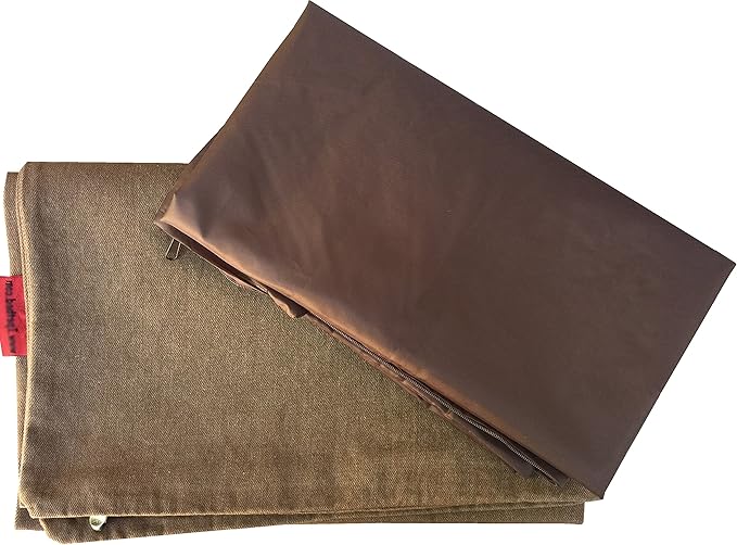 Dogbed4less 2 Pack Memory Foam Dog Bed for Small to Medium Pet with Waterproof Internal Cover, Denim Brown 34X27X3 Inches