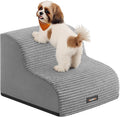 Feandrea 2-Step Dog Stairs, Dog Steps for Bed, Sofa, Waterproof Pet Stairs with Anti-Slip Designs, Gentle Slope, Removable Washable Cover, Handle, Dove Gray UPPS002G01