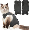 Hpetppy Cat Recovery Suit for Spay Abdominal Wounds, Kitten Onesie Bodysuit for Cats After Surgery, Cat Surgery Recovery Suit Female Cone of Shame Alternative for Cats Anti Licking (Dark Grey,S)