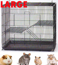 Large 3-Levels Foldable Ferret Chinchilla Sugar Glider Rats Animal Chew Free Metal Carrier Travel Cage with Narrow 3/8" Wire Bar Spacing Prevent Escape and Stuck Shelves and Ladders Included
