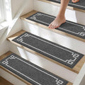 BEQHAUSE Stair Treads for Wooden Steps Non Slip Washable Carpet Stair Treads with Reusable Residue Free Backing Soft Polyester Stair Mats Indoor for Kids Elders and Dogs 9”x28”,4pcs,Dark Grey