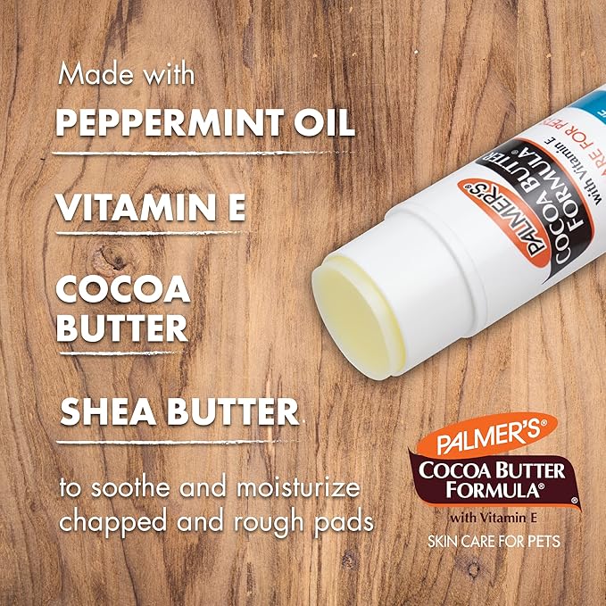 Palmer's Cocoa Butter Fragrance Free Intensive Paw Repair Swivel Stick for Dogs Cocoa Butter Paw Balm with Vitamin E,Peppermint Oil,and Shea-Butter for Rough & Dry Pads-for Dogs -0.5 oz,(Pack of 2)