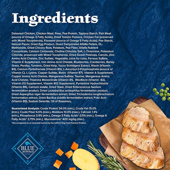 Blue Buffalo Wilderness Adult High-Protein Dry Dog Food with Real Chicken, Grain-Free, Made in the USA with Natural Ingredients, Chicken, 4.5-lb Bag