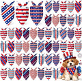 Weewooday 50 Pcs 4th of July Dog Bandanas Bulk for Patriotic American Striped Star Red White and Blue Independence Day Flag Scarf for Small Medium Large Outfit(Striped Star, 19.7 x 13.8 x 13.8 Inch)
