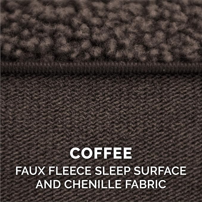 Furhaven Memory Foam Dog Bed for Medium/Small Dogs w/ Removable Bolsters & Washable Cover, For Dogs Up to 35 lbs - Sherpa & Chenille Sofa - Coffee, Medium