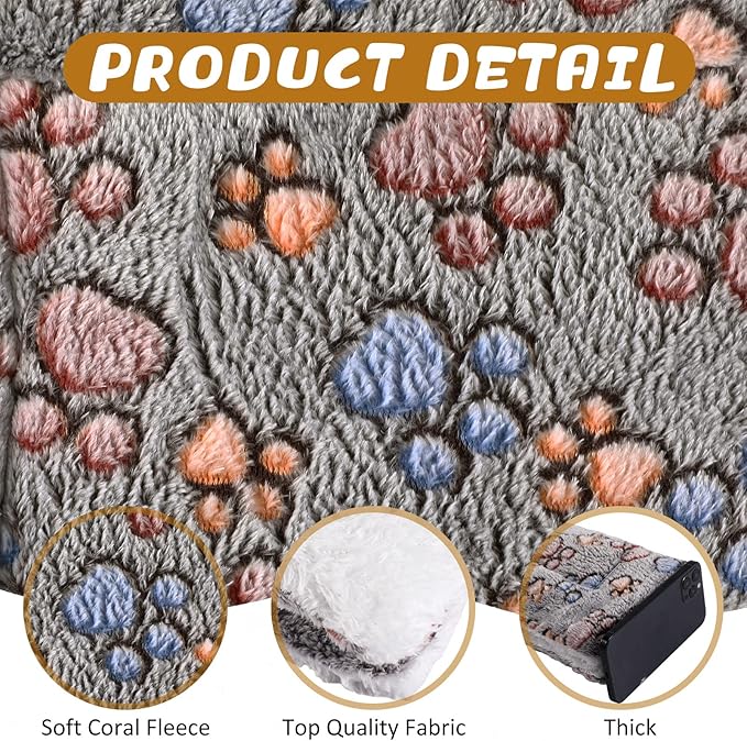Tuanse 4 Pack Ultra Soft Dog Cat Bed Mat Small Animal Guinea Pig Bed with Cute Print Reversible Fleece Dog Crate Kennel Pad Cozy Washable Thickened Hamster Pet Beds Mat(13 x 10 Inches,Gray)