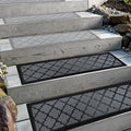 Aucuda 2pcs 8.5" x 30" Stair Treads Outdoor for Elders and Dogs on Wooden Steps, Non Slip Stair Runner Rug Heat Insulation Rubber Backing, Gray Lattice Staircase Mat Carpet for Indoor Grip Farmhouse.