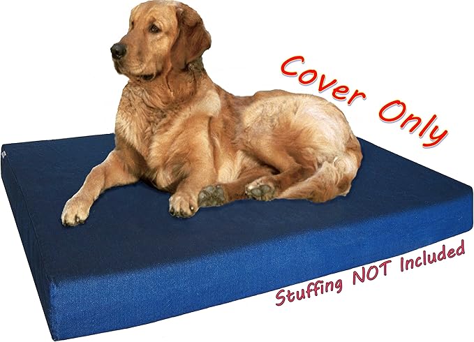 Dogbed4less 47X29X4 Inches Extra Large Blue Color Denim Cotton Jean Dog Pet Bed External Zipper Duvet Cover - Replacement Cover only