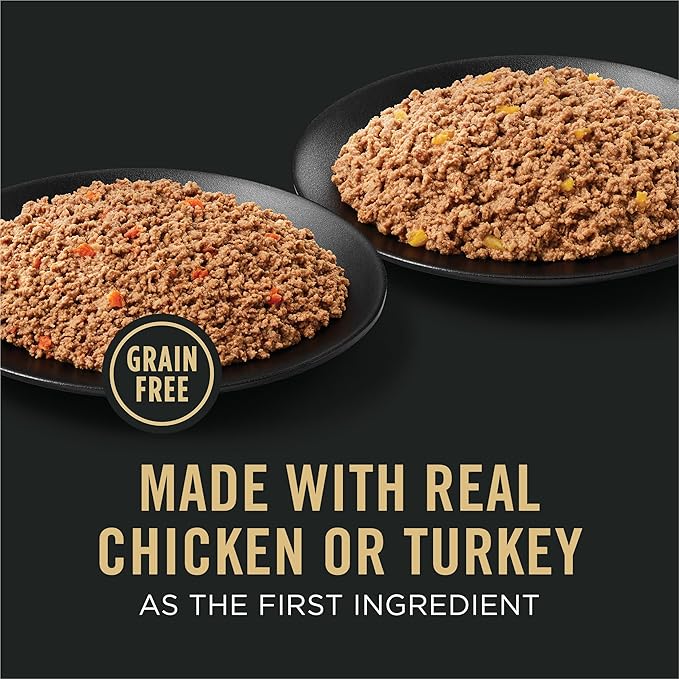 Purina Pro Plan Wet Dog Food Grain Free Complete Essentials Variety Pack,Chicken and Carrots and Turkey-and Sweet Potato Entrees - 13 oz. Cans,(Pack of 24)