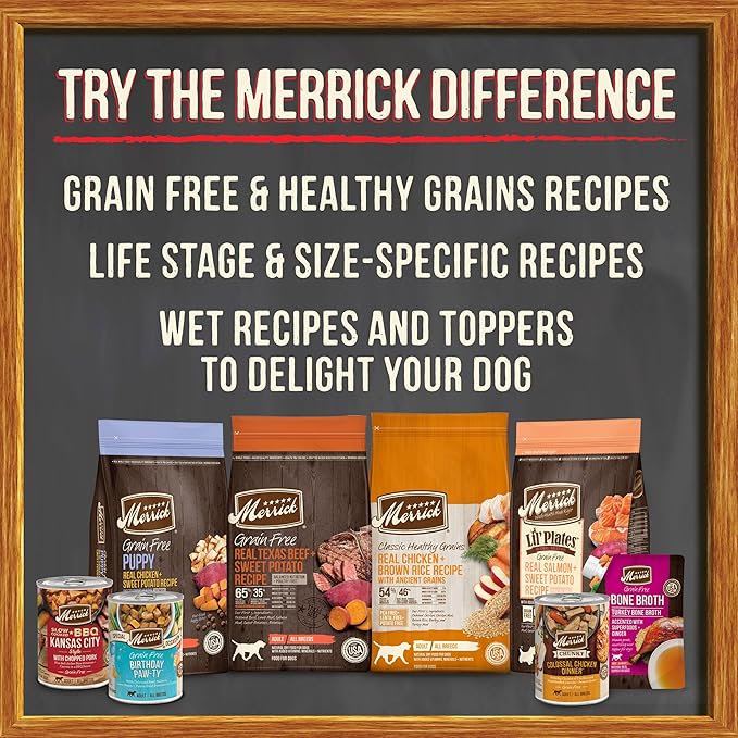 Merrick Grain Free Premium and Natural Canned Dog Food, Soft and Healthy, Real Beef and Chicken Variety Pack - (Pack of 12) 9.5 lb. Cans