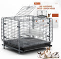 HOMESTEAD Rabbit Cage with Pull-Out Tray – 24 Inch Bunny Cage, Metal Rabbit Breeding Cage, Dual Access Doors, Waterproof Bottom & Urine Guard
