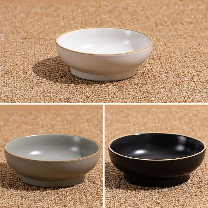 Cat Bowl, Ceramic Small Pet Bowl Pack of 3, Dishwash Safe Pet Food and Water Bowl Dishes for Small Dog, Fat Faced Cat, Kitten, Rabbits Puppy Birds(Safe Food-Grade Ceramic), White