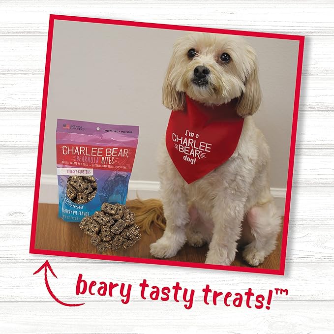 Charlee Bear Bearnola Bites Dog Treats, Blueberry Pie Flavor, 8oz (Pack of 2)