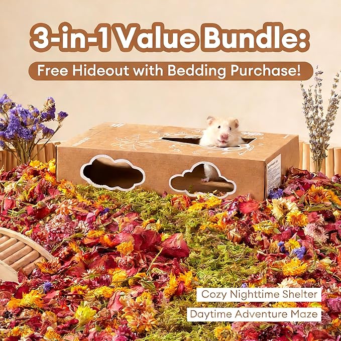 BUCATSTATE 5L Natural Flower & Hamster Bedding Soft Natural Bedding for Hamster Enrichment for Small Pets & Dwarf Syrian Hamsters, Gerbils, Mice