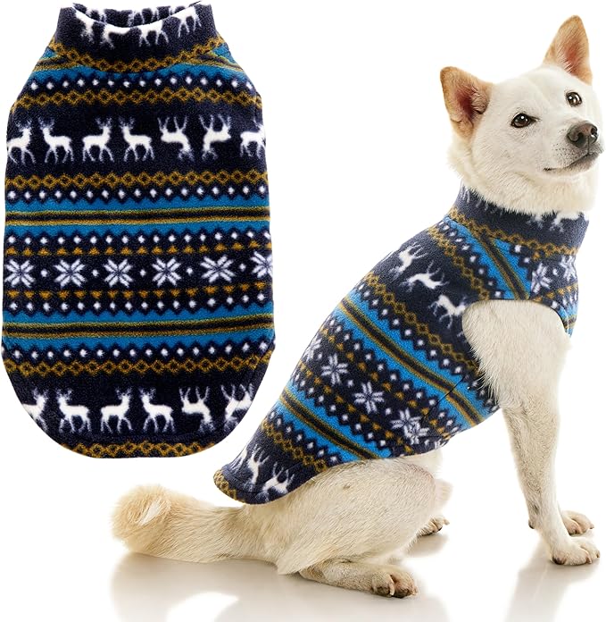 Gooby - Stretch Fleece Vest, Pullover Fleece Vest Jacket Sweater for Dogs, Reindeer Blue, X-Small