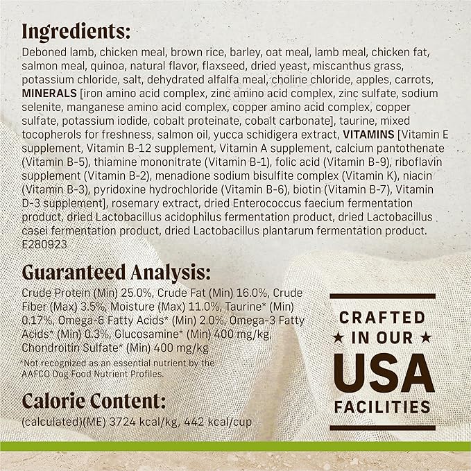 Merrick Healthy Grains Premium Adult Dry Dog Food, Wholesome And Natural Kibble With Lamb And Brown Rice - 4.0 lb. Bag