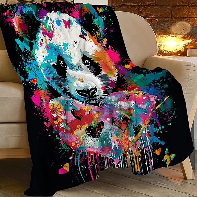 Panda Throw Blanket Panda Stuff Gifts for Kids Girls Boys Adults Women Man Soft Cozy Warm Plush Fluffy Fuzzy Fleece Blanket Decor 40''X50''