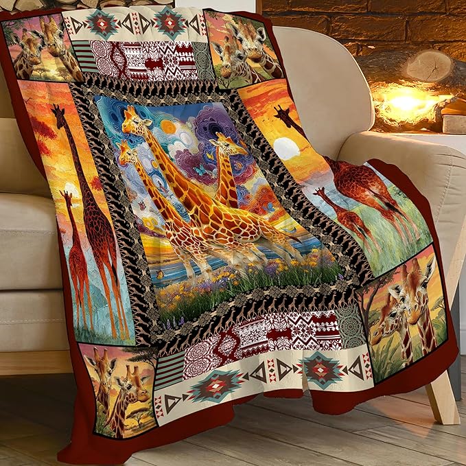 Giraffe Throw Blanket Giraffe Stuff Gifts for Kids Girls Boys Adults Women Men Soft Cozy Warm Plush Fluffy Fuzzy Fleece Blanket Decor 40''X50''