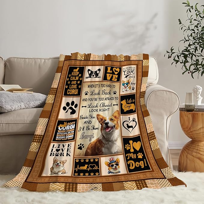 Corgi Throw Blanket Corgi Puppy Stuff Gifts for Dog Lover Kids Girls Boys Adults Women Men Soft Cozy Warm Plush Fluffy Fuzzy Fleece Blanket Decor 50''X60''