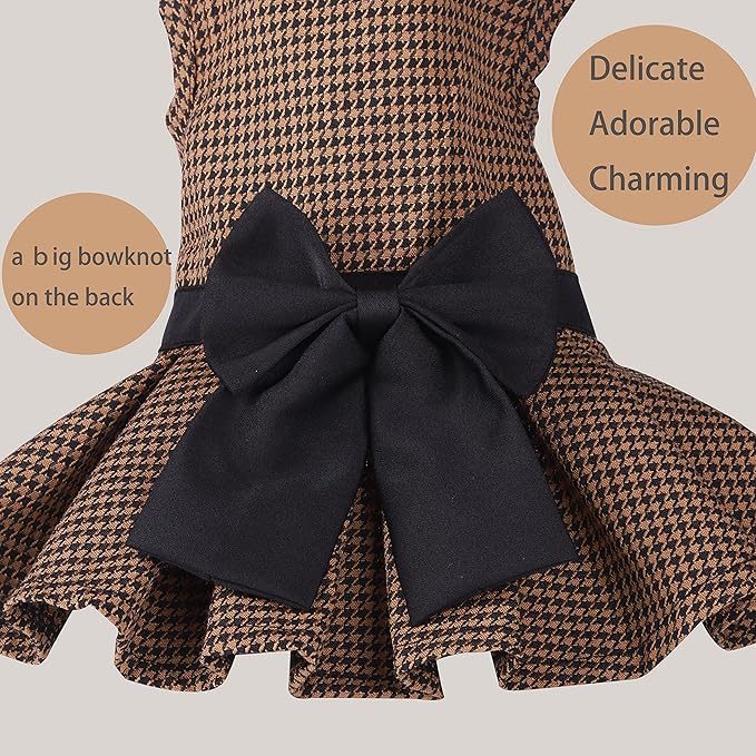 Pet Dresses for Small Dogs Cats Girl, Cute Princess Bowknot Dress Puppy Shirt All Weather Skirt Clothes Cat Apparel for Birthday Wedding Party Holiday (Medium, Yellow&Black)