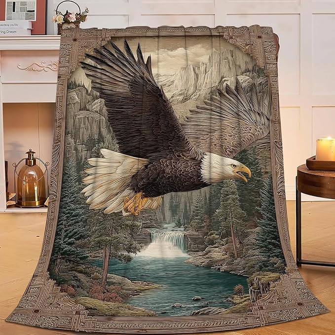 Bald Eagle Throw Blanket Eagle Stuff Gifts for Kids Girls Boys Adults Women Men Soft Cozy Warm Plush Fluffy Fuzzy Fleece Blanket Decor 40''X50''