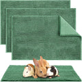 Amylove 4 Pcs Guinea Pig Cage Liner Washable Fleece Pee Pads Pet Dog Cat Bedding Training Mat for Small Animal Guinea Pig Puppy Bunny Hamster(16 x 24 Inch,Rectangular,Dark Green)