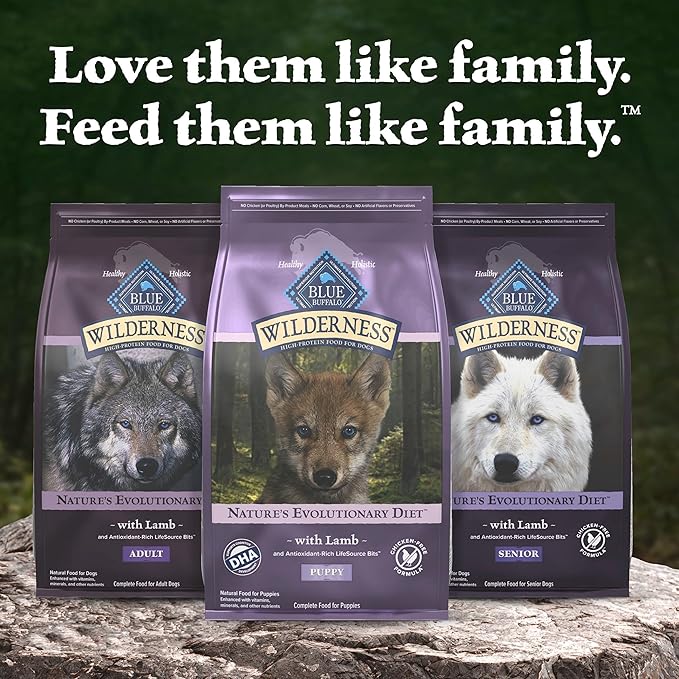 Blue Buffalo Wilderness 37 g Protein, Meat Rich Natural Puppy Dry Dog Food, Lamb, Chicken-Free Formula, 4.5lb Bag
