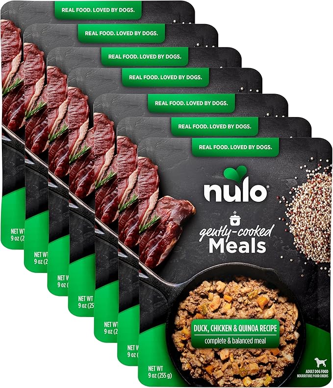 Nulo Gently-Cooked Meals Complete and Balanced Adult Wet Dog Food, Duck & Quinoa, 9 Ounce, 8 Count