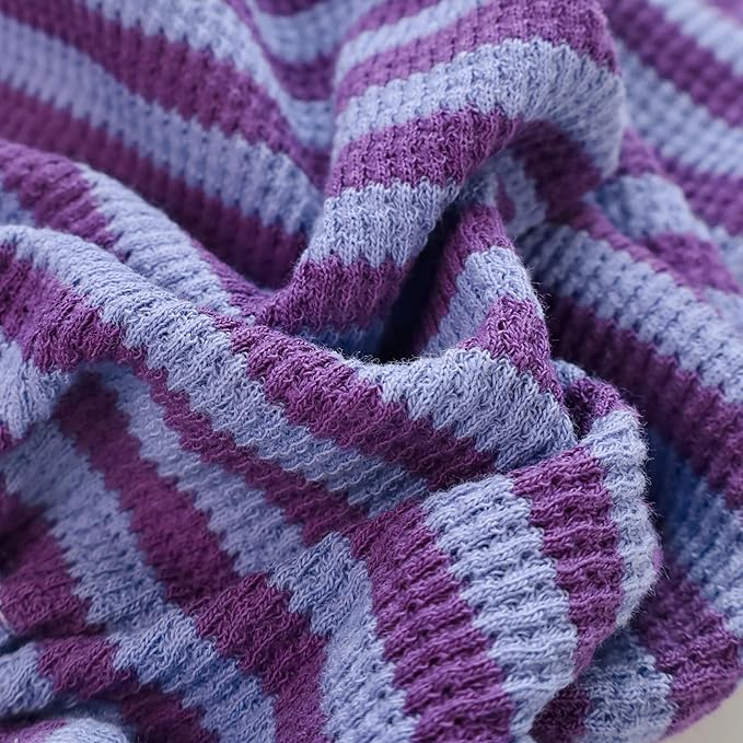 Fitwarm Purple and Violet Striped Dog Pajamas, Waffle Dog Clothes for Small Dogs Girl Boy, Puppy Onesie with Feet, Pet Cat Outfit, Small