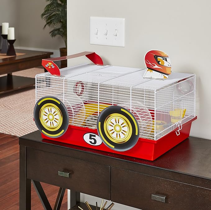 MidWest Homes for Pets Hamster Cage | Fun Race Car Theme | Accessories & Decals Included