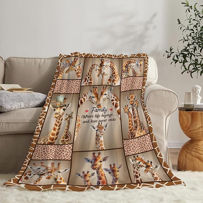 Giraffe Throw Blanket Giraffe Stuff Gifts for Kids Girls Boys Adults Women Men Soft Cozy Warm Plush Fluffy Fuzzy Fleece Blanket Decor 50''X60''