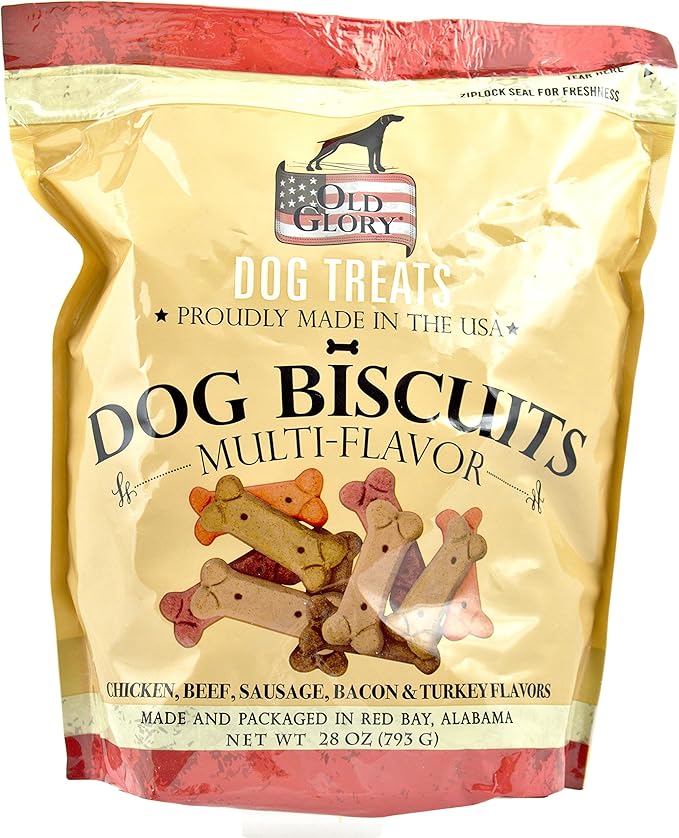 Old Glory Dog Treats Dog Biscuits, Multi-Flavor with Chicken, Beef, Sausage, Bacon & Turkey Flavors, 28 oz.