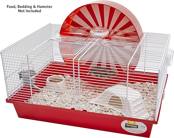 Ferplast "Coney Island Theme Modular Hamster Cage Featuring XXL 11.75-Inch Diameter Exercise Wheel, Includes All Accessories, 19.7L x 13.8W x 9.8H Inches,