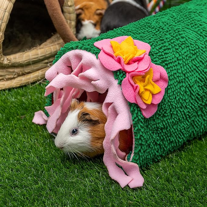 Guinea Pig Hideout - Soft Fleece Tunnel House for Rat Hamster Hedgehog Chinchilla Squirrel Samll Animals - Cute Cactus Shapes Bedding Cage Accessories for Sleeping Rest Playing