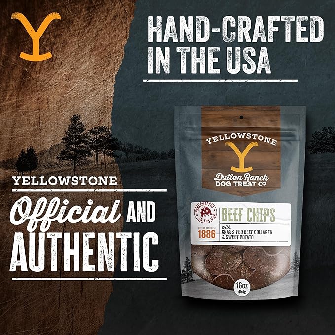 Yellowstone Limited Ingredient Dog Jerky – Air Dried Beef Collagen Chips – Crunchy & Chewy Texture – Single Protein – Made in USA – 16 oz