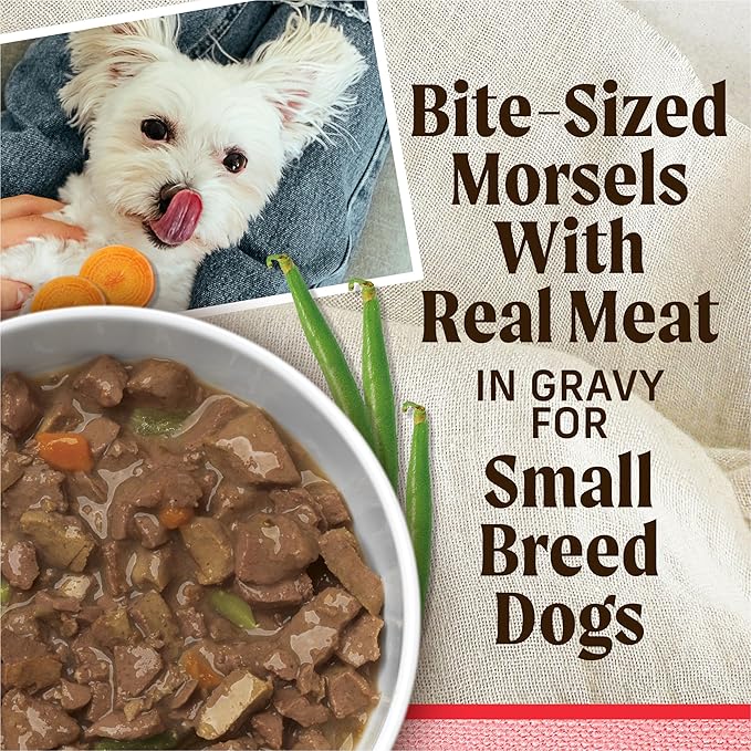 Merrick Lil’ Plates Grain-Free Wet Dog Food for Small Dogs Itsy Bitsy Beef Stew Recipe with Real Beef, 3.5 oz. Tub