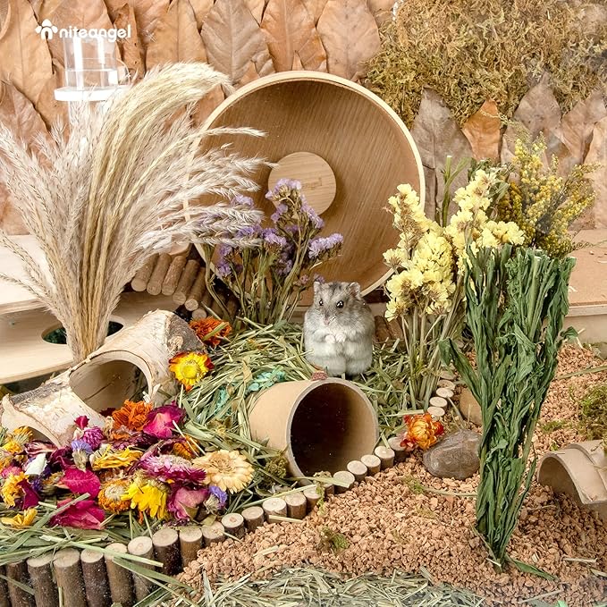 Niteangel Natural & Soft Hamster Bedding Mate Small Animal Habitat Decor for Syrian Dwarf Hamsters Gerbils Mice Degus Bunny or Other Small-Sized Pet (Flower Version)