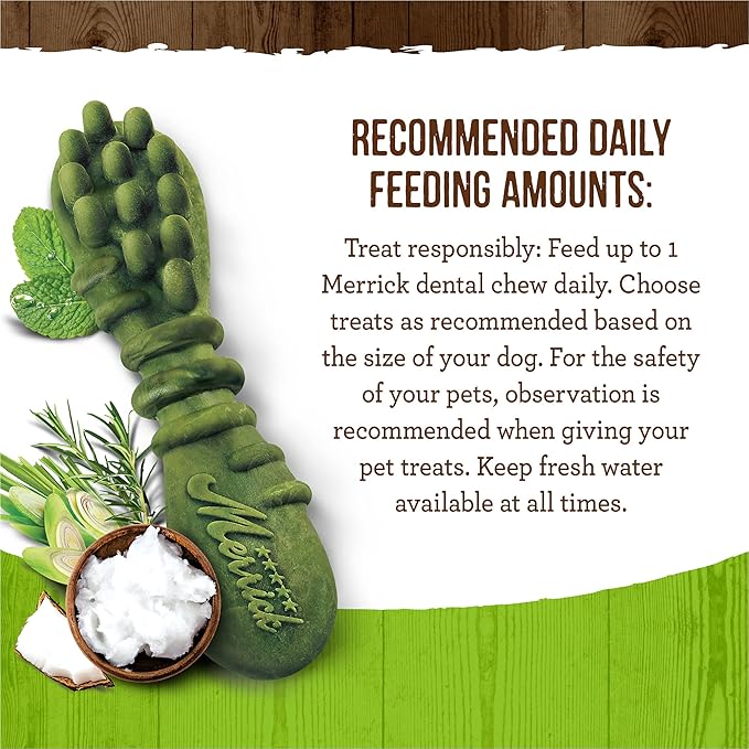 Merrick Fresh Kisses Dental Chews Infused with Coconut and Botanical Oils, Medium Dog Chews for Dogs 25-50 lbs, 1.88 lb Box