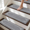 BEQHAUSE Stair Treads for Wooden Steps Non Slip Washable Carpet Stair Treads with Reusable Residue Free Backing Soft Polyester Stair Runners Indoor for Kids Elders and Dogs 9”x28”,4pcs,Grey