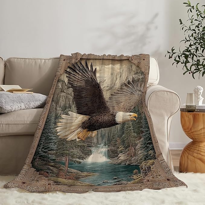 Bald Eagle Throw Blanket Eagle Stuff Gifts for Kids Girls Boys Adults Women Men Soft Cozy Warm Plush Fluffy Fuzzy Fleece Blanket Decor 50''X60''