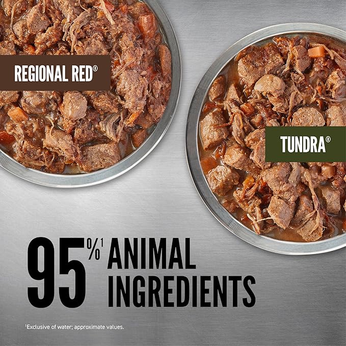 ORIJEN Premium Wet Dog Food Variety Pack: Regional Red + Tundra Recipes 12.8oz Cans (6 Count, 3 of Each)