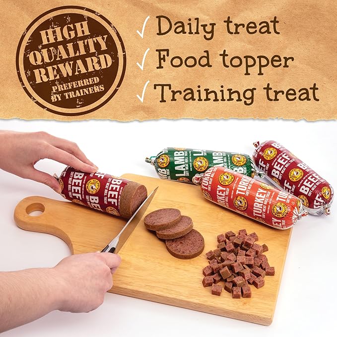Happy Howie's Soft Meat Roll Treat - Dog Food Rolls, High Protein, Natural Ingredients, for All Dogs, Made in USA - Beef, Turkey 12 Oz (Pack of 2)